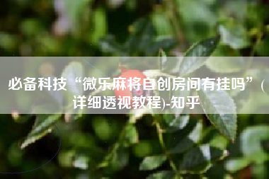 必备科技“微乐麻将自创房间有挂吗”(详细透视教程)-知乎