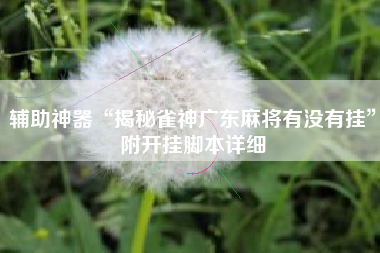 辅助神器“揭秘雀神广东麻将有没有挂	”附开挂脚本详细