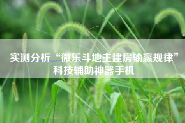 实测分析“微乐斗地主建房输赢规律	”科技辅助神器手机
