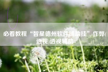 必看教程“智星德州软件铺助挂”作弊(透视)透视辅助