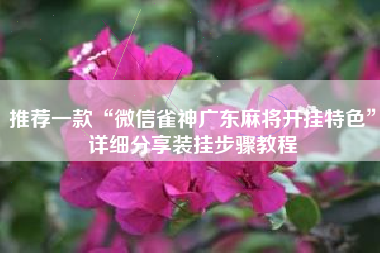 推荐一款“微信雀神广东麻将开挂特色	”详细分享装挂步骤教程