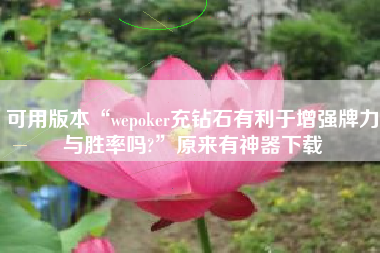 可用版本“wepoker充钻石有利于增强牌力与胜率吗?	”原来有神器下载