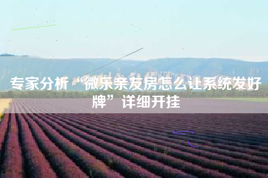 专家分析“微乐亲友房怎么让系统发好牌”详细开挂