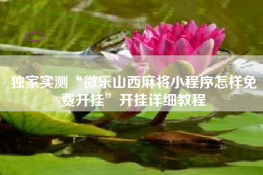 独家实测“微乐山西麻将小程序怎样免费开挂	”开挂详细教程