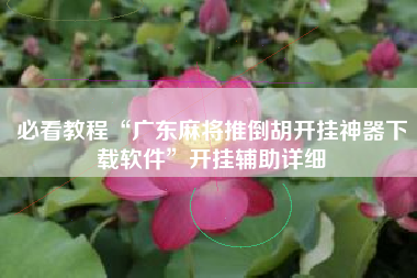 必看教程“广东麻将推倒胡开挂神器下载软件”开挂辅助详细