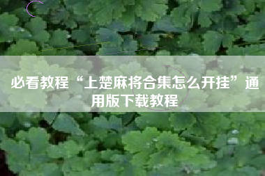 必看教程“上楚麻将合集怎么开挂	”通用版下载教程