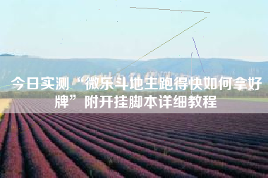 今日实测“微乐斗地主跑得快如何拿好牌”附开挂脚本详细教程