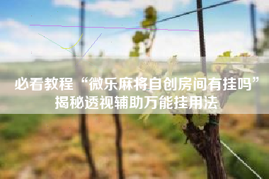 必看教程“微乐麻将自创房间有挂吗”揭秘透视辅助万能挂用法