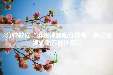 3分钟教程“麻将神器随身携带”揭秘透视辅助万能挂用法