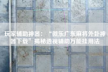 玩家辅助神器：“微乐广东麻将外卦神器下载”揭秘透视辅助万能挂用法