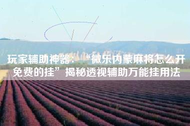 玩家辅助神器：“微乐内蒙麻将怎么开免费的挂”揭秘透视辅助万能挂用法