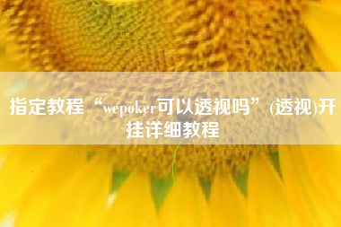 指定教程“wepoker可以透视吗”(透视)开挂详细教程