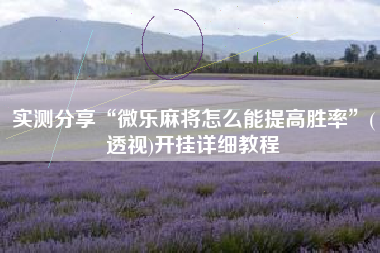 实测分享“微乐麻将怎么能提高胜率”(透视)开挂详细教程