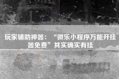玩家辅助神器：“微乐小程序万能开挂器免费”其实确实有挂