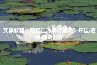 实操教程“明星江苏麻将漏洞”开挂(透视)辅助教程