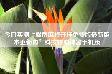 今日实测“赣南麻将开挂免费版最新版本更新内”科技辅助神器手机版